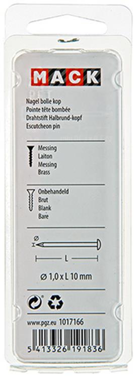 Load image into Gallery viewer, Mack 1017166 - nagel bolle kop messing 20 gr 1,0 x 10 mm | 10 stuks