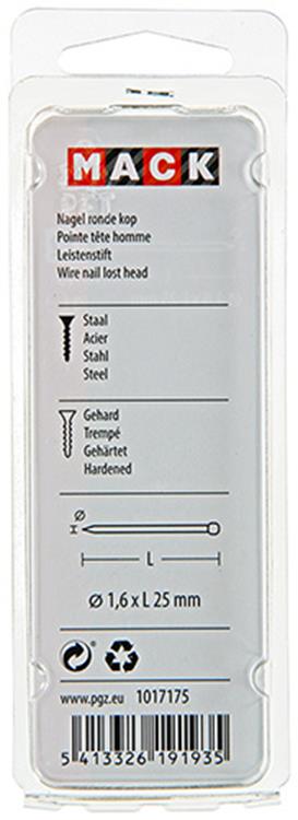 Load image into Gallery viewer, Mack 1017175 - nagel ronde kop staal gehard 45 gr 1,6 x 25 mm | 10 stuks
