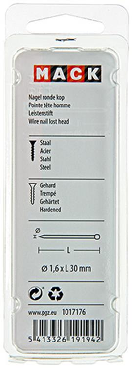 Load image into Gallery viewer, Mack 1017176 - nagel ronde kop staal gehard 45 gr 1,6 x 30 mm | 10 stuks