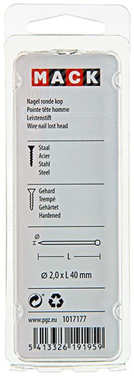 Load image into Gallery viewer, Mack 1017177 - nagel ronde kop staal gehard 50 gr 2,0 x 40 mm | 10 stuks