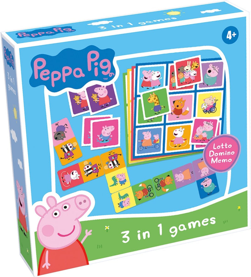 Load image into Gallery viewer, Tactic peppa pig 3-in-1 spellenverzameling – kaartspel – lotto – domino – memo – kinderspel vanaf 4 jaar