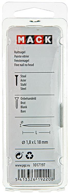 Load image into Gallery viewer, Mack 1017197 - ruitnagel staal onbehandeld 50gr 1,8 x 18 mm | 10 stuks