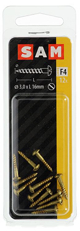 Load image into Gallery viewer, Mack 1019659 - houtschroef bolkop messing 12 st 3,0 x 16 mm | 10 stuks