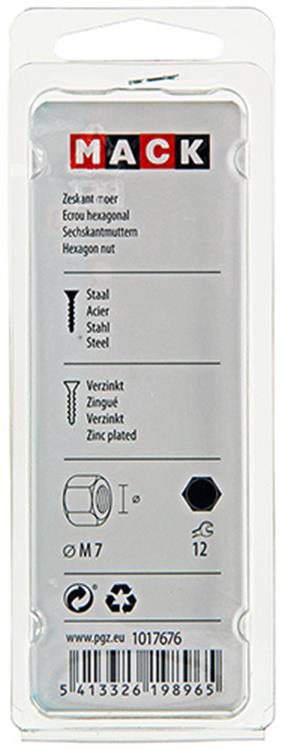 Load image into Gallery viewer, Mack 1017676 - zeskant moer staal verzinkt 20 st m 7 | 10 stuks
