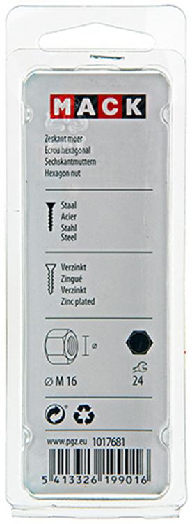 Load image into Gallery viewer, Mack 1017681 - zeskant moer staal verzinkt 3 st m 16 | 10 stuks