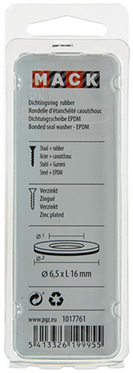 Load image into Gallery viewer, Mack 1017761 - dichtingsring rubber verzinkt 15 st 6,5 x 16 mm | 10 stuks