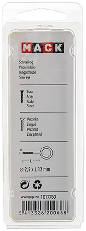 Load image into Gallery viewer, Mack 1017769 - schroefoog staal verzinkt 18st 2,5 x 12 mm | 10 stuks