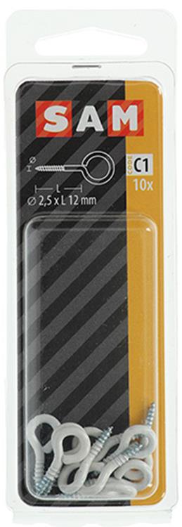 Afbeelding laden in galerijviewer, Mack 1017783 - schroefoog staal wit 10 st 2,5 x 12 mm | 10 stuks