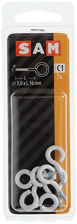 Load image into Gallery viewer, Mack 1017784 - schroefoog staal wit 7 st 3,0 x 16 mm | 10 stuks