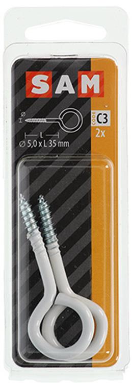 Load image into Gallery viewer, Mack 1017787 - schroefoog staal wit 2 st 5,0 x 35 mm | 10 stuks