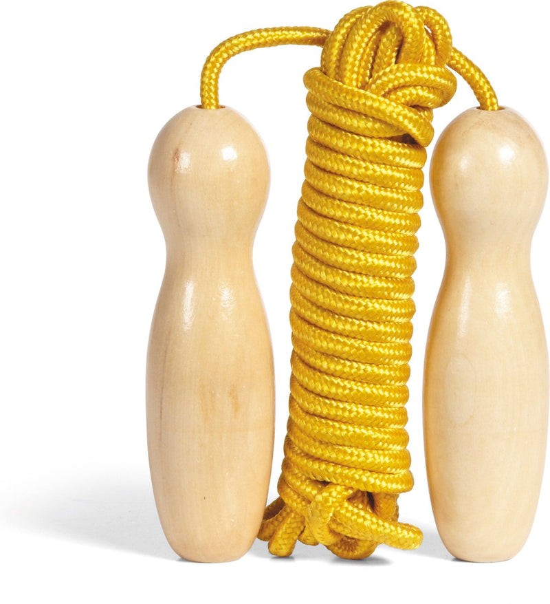 Load image into Gallery viewer, Bs toys springtouw geel met houten handvatten