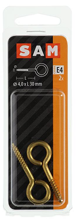 Load image into Gallery viewer, Mack 1019695 - schroefoog messing 2 st 4,0 x 30mm | 10 stuks