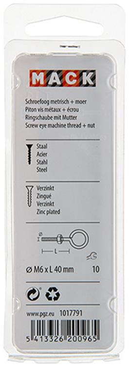 Load image into Gallery viewer, Mack 1017791 - schroefoog metrisch + moer verzinkt 4 st m6 x 40 mm | 10 stuks