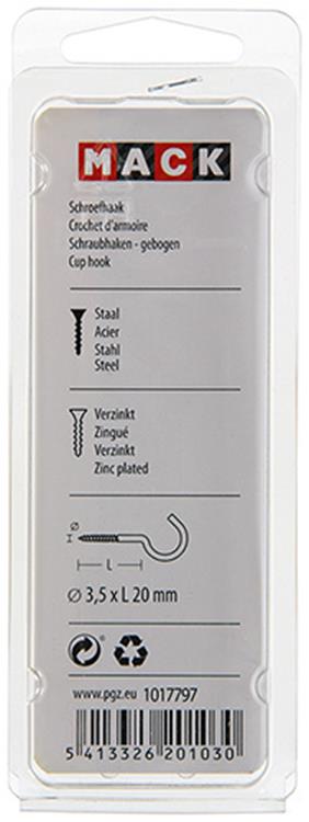 Load image into Gallery viewer, Mack 1017797 - schroefhaak staal verzinkt 10st 3,5 x 20 mm | 10 stuks