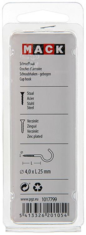 Load image into Gallery viewer, Mack 1017799 - schroefhaak staal verzinkt 7st 4,0 x 25 mm | 10 stuks