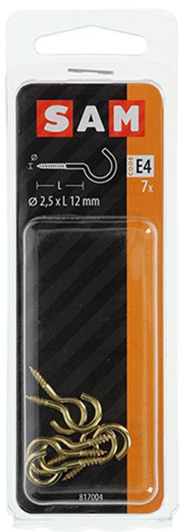 Load image into Gallery viewer, Mack 1019696 - schroefhaak messing 7 st 2,5 x 12mm | 10 stuks