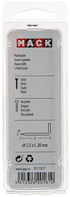 Load image into Gallery viewer, Mack 1017837 - puntduim staal verzinkt 22 st 2,5 x 20 mm | 10 stuks