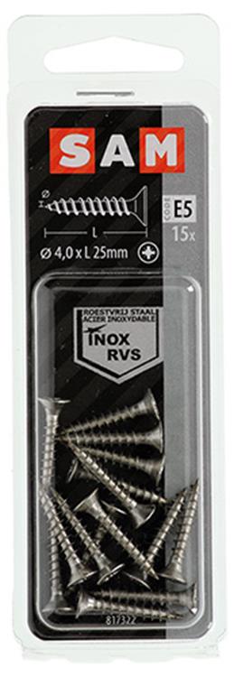 Load image into Gallery viewer, Mack 1019740 - spaanplaatschroef vz kop rvs 15 st 4,0 x 25 mm | 10 stuks