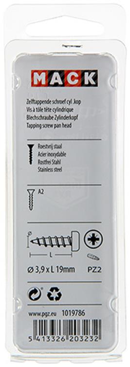 Load image into Gallery viewer, Mack 1019786 - zelftappende schroef cyl.kop a2 10 st 3,9 x 19 mm | 10 stuks