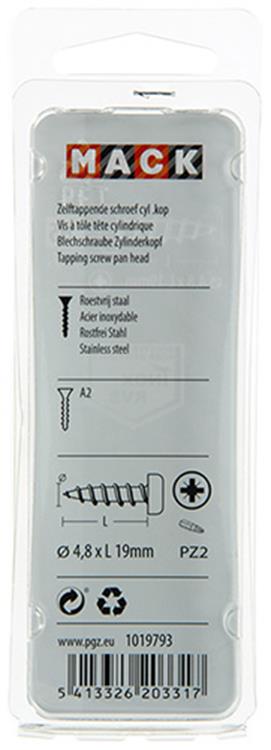 Load image into Gallery viewer, Mack 1019793 - zelftappende schroef cyl.kop a2 9 st 4,8 x 19 mm | 10 stuks