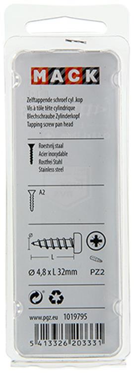 Load image into Gallery viewer, Mack 1019795 - zelftappende schroef cyl.kop a2 7 st 4,8 x 32 mm | 10 stuks