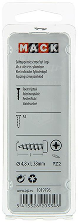 Load image into Gallery viewer, Mack 1019796 - zelftappende schroef cyl.kop a2 6 st 4,8 x 38 mm | 10 stuks