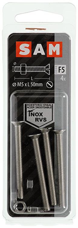 Load image into Gallery viewer, Mack 1019813 - metaalschroef verz. kop + moer rvs 4 st m5x50 | 10 stuks