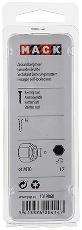 Afbeelding laden in galerijviewer, Mack 1019860 - zeskant borgmoer inox a2 4 st m 10 | 10 stuks