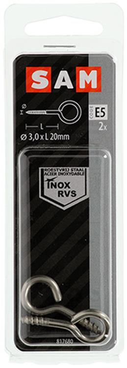 Load image into Gallery viewer, Mack 1019892 - schroefoog roestvrijstaal 2 st 3,0 x 20 mm | 10 stuks