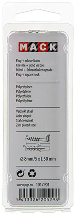 Load image into Gallery viewer, Mack 1017901 - plug + schroefduim polyeth 4 st 8mm 5x50mm | 5 stuks