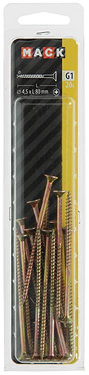 Load image into Gallery viewer, Mack 1017983 - spaanplaatschroef vz kop geelverz. 20st 4,5 x 80 mm | 5 stuks