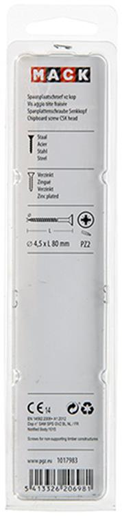 Load image into Gallery viewer, Mack 1017983 - spaanplaatschroef vz kop geelverz. 20st 4,5 x 80 mm | 5 stuks