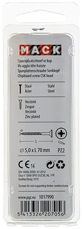 Load image into Gallery viewer, Mack 1017990 - spaanplaatschroef vz kop geelverz. 20st 5,0 x 70 mm | 5 stuks