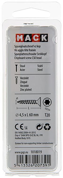 Afbeelding laden in galerijviewer, Mack 1018019 - spaanplschr.vzkop-zelfb. geelverz. 25 st 4,5 x 60 mm | 5 stuks