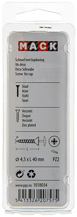 Load image into Gallery viewer, Mack 1018034 - schroef met kopboring staal verz. 30 st 4,5 x 40 mm | 5 stuks