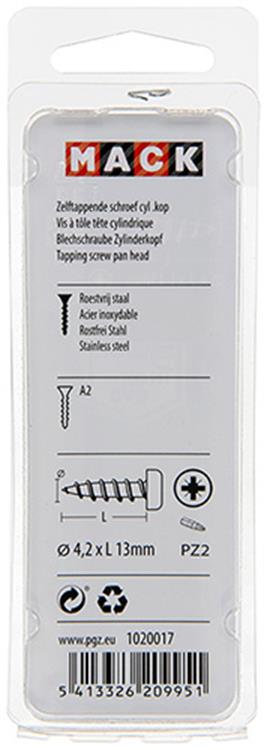 Load image into Gallery viewer, Mack 1020017 - zelftappende schroef cyl.kop a2 44 st 4,2 x 13 mm | 5 stuks