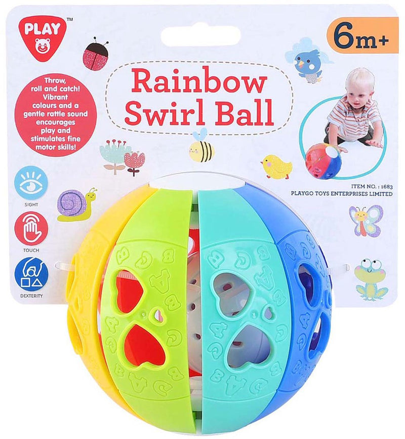 Afbeelding laden in galerijviewer, Playgo regenboog dwarrel bal met ratel geluid