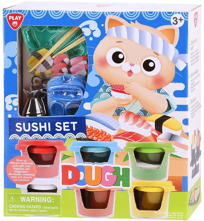 Load image into Gallery viewer, Playgo klei speelgoed sushi set met 6 potjes en accessoires.