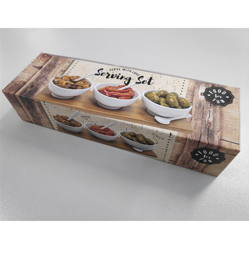 Afbeelding laden in galerijviewer, Food for fun aperitief set 7-delig met houten plank