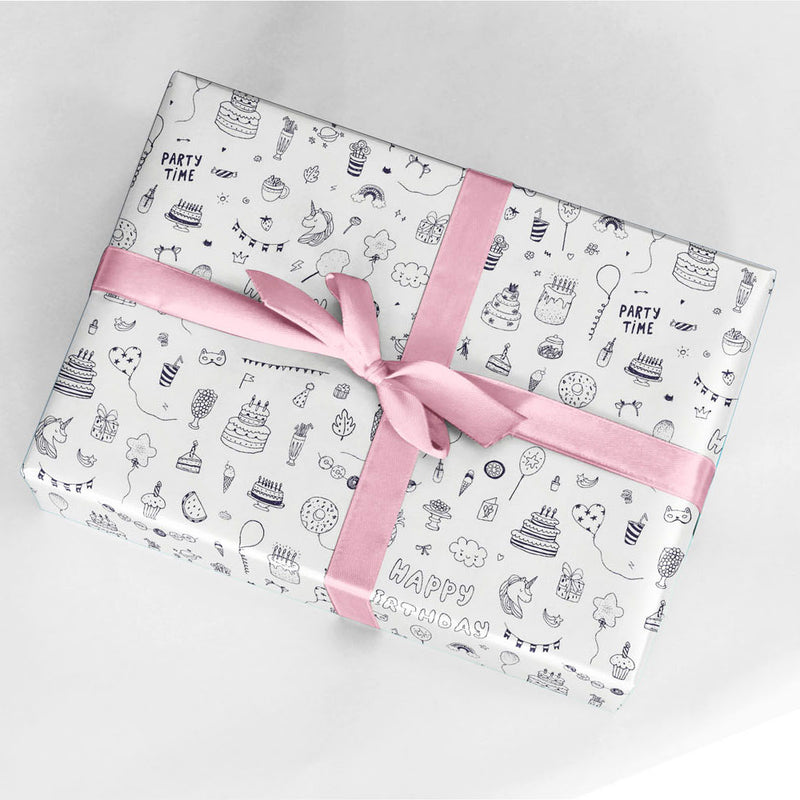 Load image into Gallery viewer, Rotolux Inpakpapier Inkleurbaar Eenhoorn Party, 4 mtr.