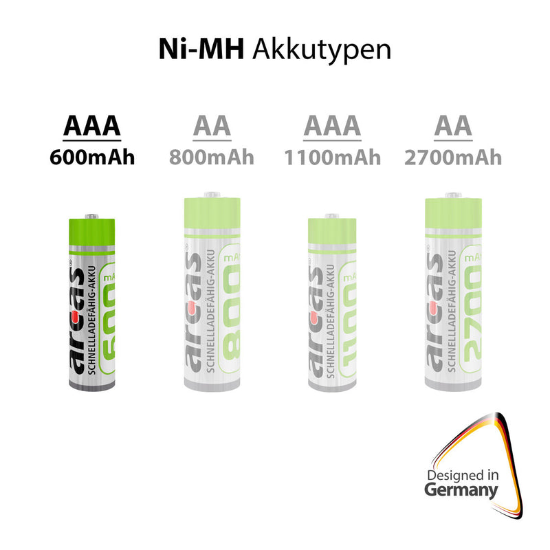 Load image into Gallery viewer, Battery Sales Europe Oplaadbare Batterijen ARCAS Rechargeable NimH AAA HR03 600mAh, 2st.