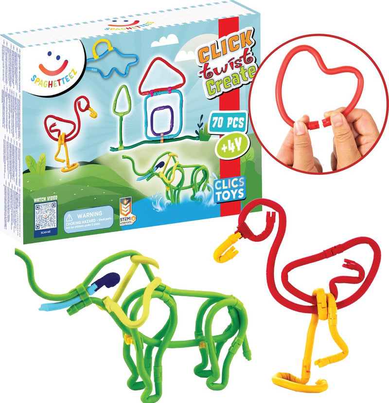 Load image into Gallery viewer, Spaghetteez 70stuks set- flexibele bouwstaafjes- speelgoed 4,5,6,7,8 jaar jongens en meisjes- knutselen meisjes jongens- constructie speelgoed- montessori speelgoed- educatief speelgoed