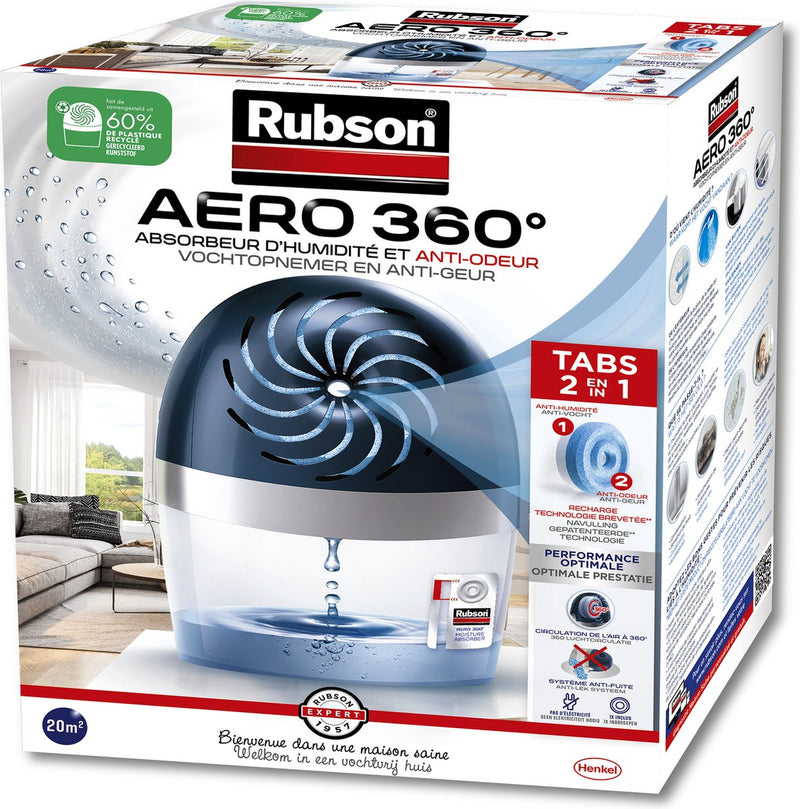 Load image into Gallery viewer, Rubson vochtopnemer aero360 toestel 20m2 | luchtontvochtiger toestel | vochtvanger badkamer | binnenhuis badkamer