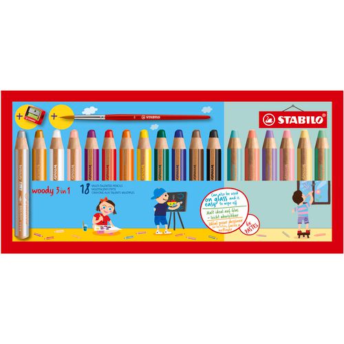 Load image into Gallery viewer, Stabilo woody 3 in 1 - multitalent kleurpotlood - set 18 st. + puntenslijper
