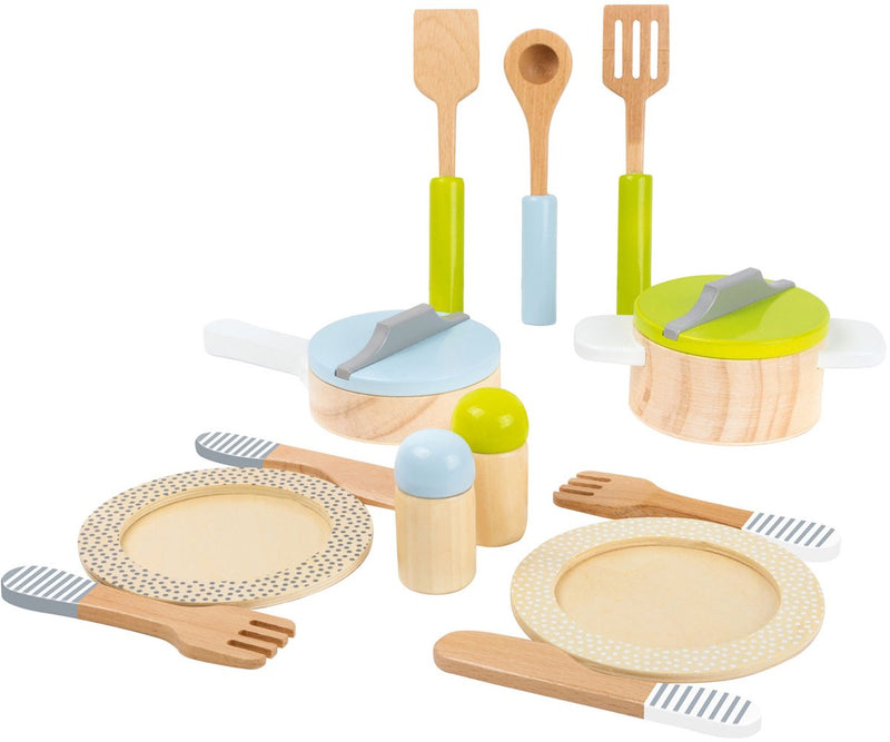 Load image into Gallery viewer, Small foot - houten kookgerij en servies set, 15dlg.