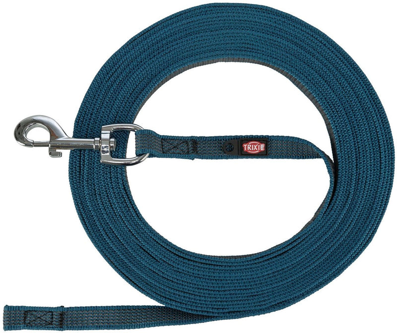 Load image into Gallery viewer, Trixie riem sleeplijn voor hond met rubber anti slip petrol blauw l xl 5 mtr x 1,7 cm