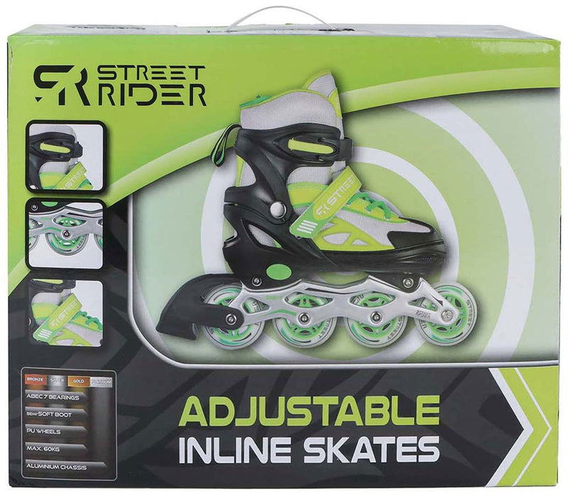 Load image into Gallery viewer, Street rider inline skeelers groen zwart verstelbaar, maat 29-32