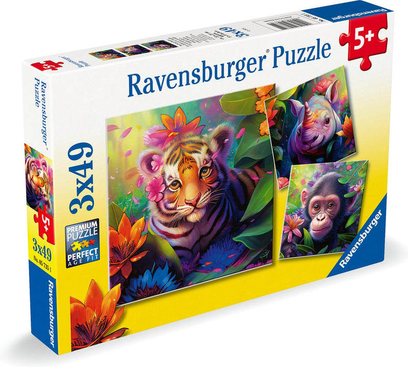 Load image into Gallery viewer, Ravensburger puzzel jungle babies - drie puzzels - 49 stukjes - kinderpuzzel