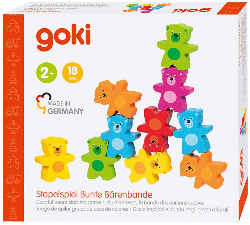 Load image into Gallery viewer, Goki houten kleuren beren stapelspel, 9dlg.