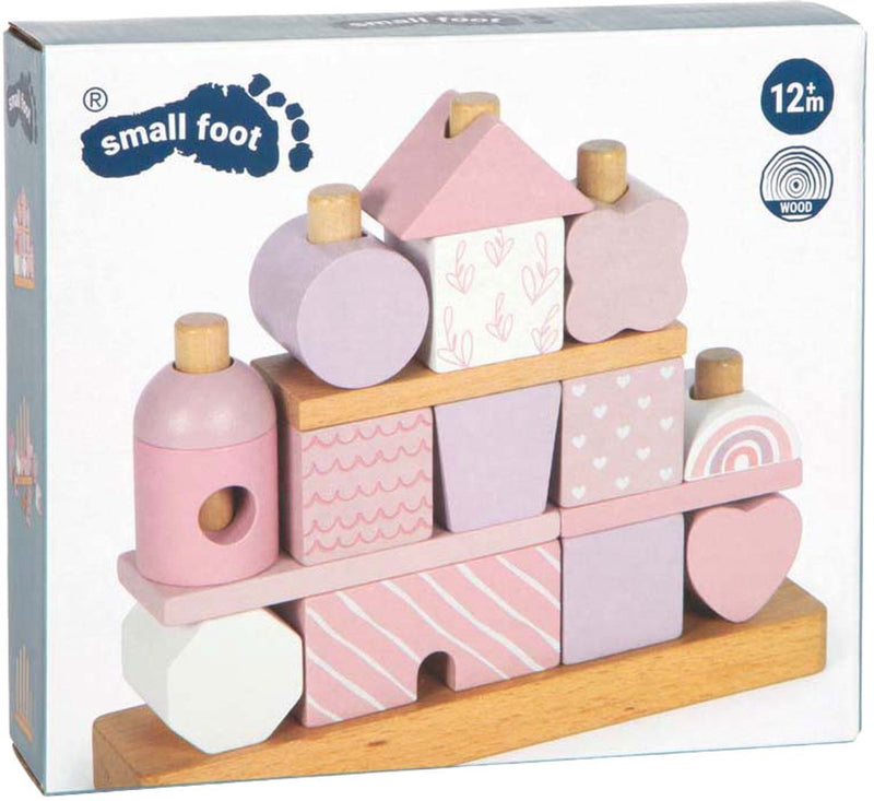 Load image into Gallery viewer, Small foot - houten stapelhuis roze - 18dlg.